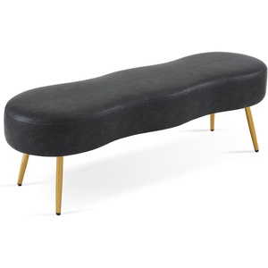 image:imageMCombo Ottoman Bench Faux Leather Upholstered Footstool with Storage Packet Bed End Benches Waiting Room Chairs for Living Room Entryway W725 Dark Grey