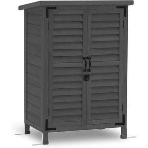 image:imageMCombo Outdoor Storage Cabinet Small Storage Shed with Removable Shelf Wood Garden Shed with 2 Doors for Yard Patio Lawn 246 x 183 x 382 inch 0985 BrownGray