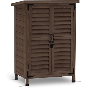 image:imageMCombo Outdoor Storage Cabinet Small Storage Shed with Removable Shelf Wood Garden Shed with 2 Doors for Yard Patio Lawn 246 x 183 x 382 inch 0985 BrownBrown