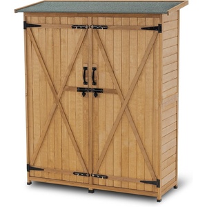 image:imageMCombo Outdoor Storage Cabinet with Shelves Wood Garden Shed with Floor Outside Tool Shed with 2 Lockable Doors for Yard Patio Lawn 1400 NaturalNatural