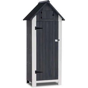 image:imageMCombo Outdoor Storage Cabinet with Shelves Wooden Outside Storage Shed with Floor Garden Tool Shed for Patio Yard Lawn 0770 NaturalGray