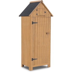 image:imageMCombo Outdoor Storage Cabinet with Shelves Wooden Outside Storage Shed with Floor Garden Tool Shed for Patio Yard Lawn 0770 NaturalNatural