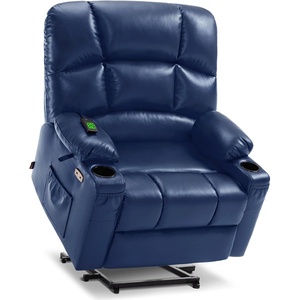 image:imageMCombo Oversized Dual Motor Power Lift Recliner Chair Sofa with Massage and Heat for Big Elderly People Infinite Position USB Ports Faux Leather R7688 Dark Brown LargeOversizeNavy Blue