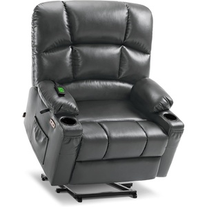image:imageMCombo Oversized Dual Motor Power Lift Recliner Chair Sofa with Massage and Heat for Big Elderly People Infinite Position USB Ports Faux Leather R7688 Dark Brown LargeOversizeDark Grey