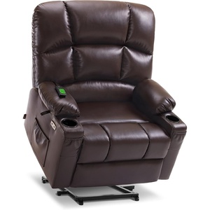 image:imageMCombo Oversized Dual Motor Power Lift Recliner Chair Sofa with Massage and Heat for Big Elderly People Infinite Position USB Ports Faux Leather R7688 Dark Brown LargeOversizeDark Brown