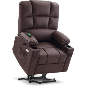 image:imageMCombo Oversized Dual Motor Power Lift Recliner Chair Sofa with Massage and Heat for Big Elderly People Infinite Position USB Ports Faux Leather R7688 Dark Brown LargeOversizeLight Brown