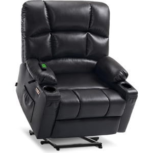 image:imageMCombo Oversized Dual Motor Power Lift Recliner Chair Sofa with Massage and Heat for Big Elderly People Infinite Position USB Ports Faux Leather R7688 Dark Brown LargeOversizeBlack