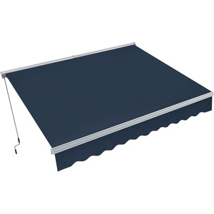 image:imageMCombo Patio Awning 10x8 Feet Sunshade Canopy with HalfCassette for Manual Retractable Awnings 4679 BeigeDark Blue