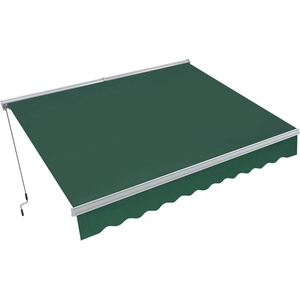 image:imageMCombo Patio Awning 10x8 Feet Sunshade Canopy with HalfCassette for Manual Retractable Awnings 4679 BeigeDark Green