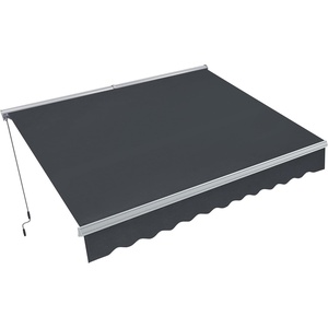 image:imageMCombo Patio Awning 10x8 Feet Sunshade Canopy with HalfCassette for Manual Retractable Awnings 4679 BeigeDark Grey