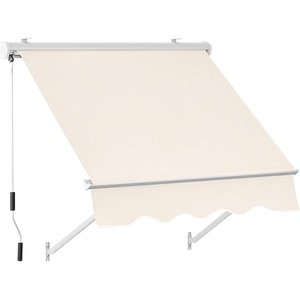 image:imageMCombo Patio Window Awnings 63 with Aluminum Frame Fully Assembled Manual Retractable Sunshade Canopy for Windows amp Doors Dark Grey 63Beige
