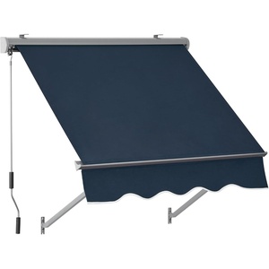 image:imageMCombo Patio Window Awnings 63 with Aluminum Frame Fully Assembled Manual Retractable Sunshade Canopy for Windows amp Doors Dark Grey 63Dark Blue