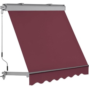 image:imageMCombo Patio Window Awnings Fully Assembled Manual Retractable Sunshade Canopy for Windows Dark Blue 5  8 ftBurgundy