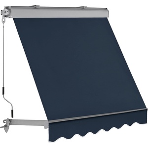 image:imageMCombo Patio Window Awnings Fully Assembled Manual Retractable Sunshade Canopy for Windows Dark Blue 5  8 ftDark Grey