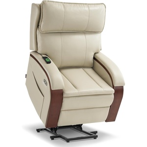 image:imageMCombo Power Lift Recliner Chair Sofa with Massage and Heat Adjustable Headrest for Elderly People Solid Wood Armrest USB Ports Side Pockets Faux Leather 7917 Cream White MediumCream White