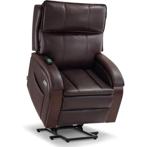 image:imageMCombo Power Lift Recliner Chair Sofa with Massage and Heat Adjustable Headrest for Elderly People Solid Wood Armrest USB Ports Side Pockets Faux Leather 7917 Cream White MediumDark Brown