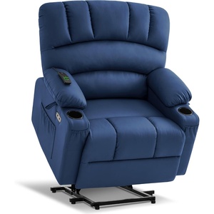 image:imageMCombo Power Lift Recliner Chair for Elderly Lift Chair with Heat and Massage USB ampType C Ports Cup Holders Faux Leather 7095 Medium BlackBlue