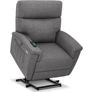 image:imageMCombo Power Lift Recliner Chair with Massage and Dual Heating Adjustable Headrest Extended Footrest for Elderly People Fabric R7605 Dark GreyDark Grey