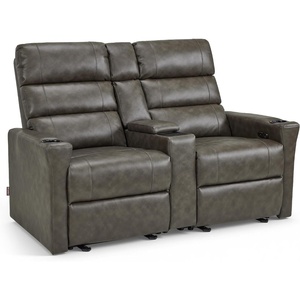 image:imageMCombo Power Reclining Loveseat with Console Zero Wall Hugger 626 Power Loveseat Recliner USB Charge Ports Outlet Cup Holders for RVs Small Spaces Faux Leather PR781 BattleshipBattleship