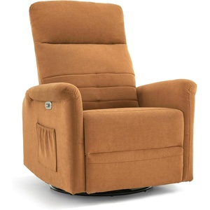 image:imageMCombo Power Swivel Glider Recliner Chair Electric Rocker Recliner Chairs with USB Charging Ports for Living Room and Nursery Fabric 7763 Cream WhiteOrange