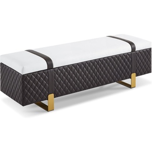 image:imageMCombo Storage Ottoman Bench Faux Leather Upholstered End of Bed Bench with Hidden Storage for Bedroom Living Room Entryway W463 BrownBrown