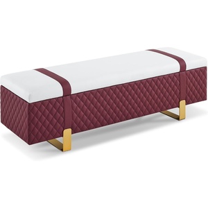 image:imageMCombo Storage Ottoman Bench Faux Leather Upholstered End of Bed Bench with Hidden Storage for Bedroom Living Room Entryway W463 BrownBurgundy
