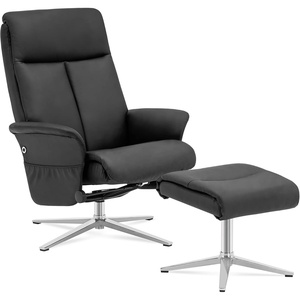 image:imageMCombo Swivel Recliner Chair with Ottoman 360 Faux Leather Lounge Chair with Adjustable Backrest Manual Reclining Chair with Footrest for Small Spaces Living Room Bedroom Office 4603 Dark GreyBlack