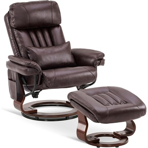 image:imageMCombo Swivel Recliner with Ottoman Faux Leather TV Chair with Vibration Massage Ideal for RV Small Space Living Room amp Bedroom 4999 Faux Leather BurgundyDark Brown