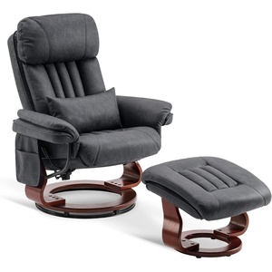 image:imageMCombo Swivel Recliner with Ottoman Faux Leather TV Chair with Vibration Massage Ideal for RV Small Space Living Room amp Bedroom 4999 Faux Leather BurgundyDark Grey