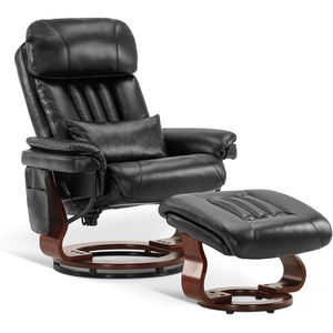 image:imageMCombo Swivel Recliner with Ottoman Faux Leather TV Chair with Vibration Massage Ideal for RV Small Space Living Room amp Bedroom 4999 Faux Leather BurgundyBlack