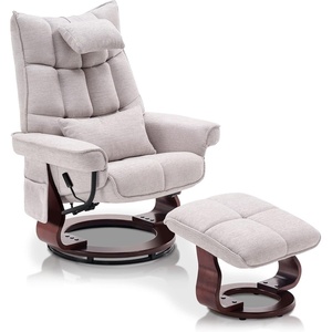 image:imageMCombo Swivel Recliner with Ottoman TV Chair Sets with Vibration Massage Ideal for Small Space Living Room amp Bedroom 4188 BlueBeige