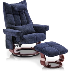 image:imageMCombo Swivel Recliner with Ottoman TV Chair Sets with Vibration Massage Ideal for Small Space Living Room amp Bedroom 4188 BlueBlue