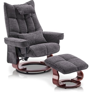 image:imageMCombo Swivel Recliner with Ottoman TV Chair Sets with Vibration Massage Ideal for Small Space Living Room amp Bedroom 4188 BlueGrey