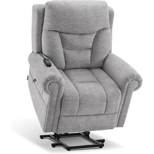 image:imageMCombo Triple Motor Power Lift Recliner Chair with Massage and Lumbarampseat Heating Rolled Arms Adjustable Headrest for Elderly People Fabric 7888 Coffee MediumGrey