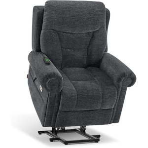 image:imageMCombo Triple Motor Power Lift Recliner Chair with Massage and Lumbarampseat Heating Rolled Arms Adjustable Headrest for Elderly People Fabric 7888 Coffee MediumDark Grey