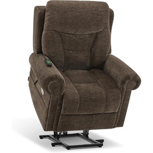 image:imageMCombo Triple Motor Power Lift Recliner Chair with Massage and Lumbarampseat Heating Rolled Arms Adjustable Headrest for Elderly People Fabric 7888 Coffee MediumCoffee