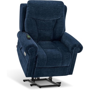 image:imageMCombo Triple Motor Power Lift Recliner Chair with Massage and Lumbarampseat Heating Rolled Arms Adjustable Headrest for Elderly People Fabric 7888 Coffee MediumNavy Blue