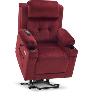 image:imageMCombo Triple Motor Power Lift Recliner with Massage and Heat Electric Recliner Chair for Elderly People Adjustable Headrest Infinite Position Cup HoldersUSB Ports Fabric 7661Navy Blue MediumBurgundy