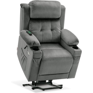 image:imageMCombo Triple Motor Power Lift Recliner with Massage and Heat Electric Recliner Chair for Elderly People Adjustable Headrest Infinite Position Cup HoldersUSB Ports Fabric 7661Navy Blue MediumGrey
