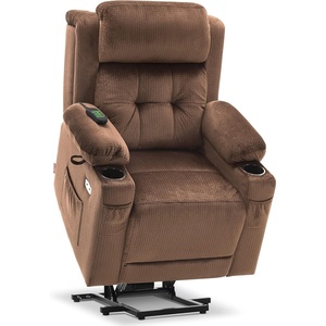 image:imageMCombo Triple Motor Power Lift Recliner with Massage and Heat Electric Recliner Chair for Elderly People Adjustable Headrest Infinite Position Cup HoldersUSB Ports Fabric 7661Navy Blue MediumBrown