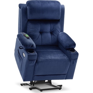 image:imageMCombo Triple Motor Power Lift Recliner with Massage and Heat Electric Recliner Chair for Elderly People Adjustable Headrest Infinite Position Cup HoldersUSB Ports Fabric 7661Navy Blue MediumNavy Blue