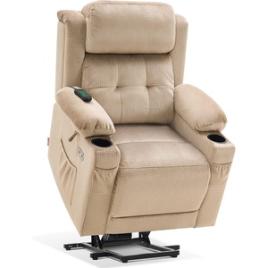image:imageMCombo Triple Motor Power Lift Recliner with Massage and Heat Electric Recliner Chair for Elderly People Adjustable Headrest Infinite Position Cup HoldersUSB Ports Fabric 7661Navy Blue MediumBeige