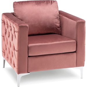 image:imageMCombo Velvet Accent Chair Tufted Barrel Armchair Upholstered Single Sofa for Small Spaces Living Room Office Reception Fabric 4066 Pink