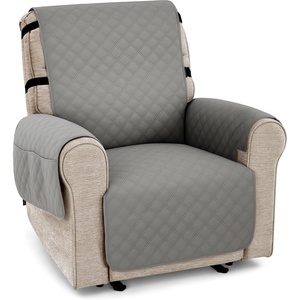 image:imageMCombo Waterproof Recliner Chair Cover Non Slip Recliner Cover with Cup Holder Access and Pockets Washable Furniture Protector Recliner Slipcover for Pets and Kids Light Grey 28Light Grey