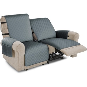 image:imageMCombo Waterproof Recliner Chair Cover Velvet Non Slip Recliner Cover with Pockets Furniture Protector Washable Recliner Slipcovers for Pets Kids Dark Grey 3 SeatDark Grey