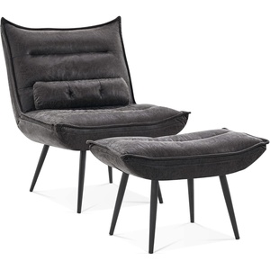 image:imageMCombo Wingback Accent Chair with Ottoman Modern Bronzing Fabric Upholstered Club Chair for Small Space Living Room 4400 Dark GreyDark Grey