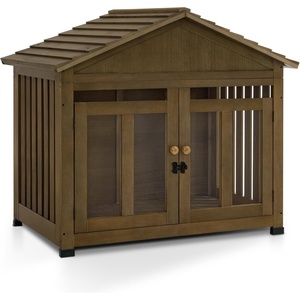image:imageMCombo Wooden Dog House Furniture Solid Wood Pet Kennel Indoor for SmallMedium Dogs JD54 Brwon MediumBrwon