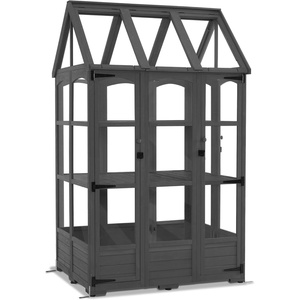 image:imageMCombo Wooden Greenhouse Outdoor Greenhouse with Adjustable Roof Vent and 6 Lockable Door for BackyardOutdoor Use 48 x 388 x 839 Inches 0851 Dark GreyDark Grey