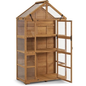 image:imageMCombo Wooden Greenhouse Outdoor with Openable Roof Vent and Adjustable Shelves 0826 Natural