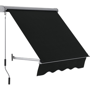 image:imageMacrout 63 Patio Window Awning for Door Entrance Aluminum Fully Assembled Manual Retractable Sunshade Canopy WA416 Dark Grey 63Black  Acrylic Fabric